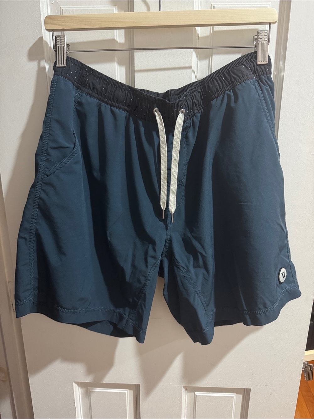 Vuori Men's Kore Shorts in Deep Teal with Black Waistband
